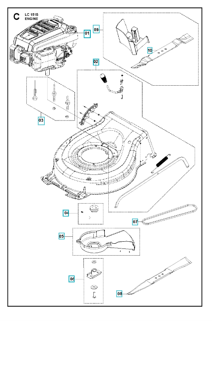 Husqvarna Petrol Lawn Mower LC 151S Engine Oakleys Garden Machinery
