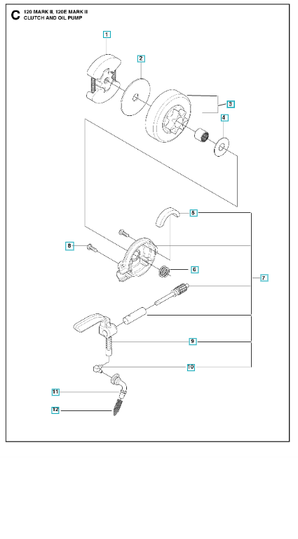 Husqvarna Chainsaw 120 Mark 2 Clutch & Oil Pump
