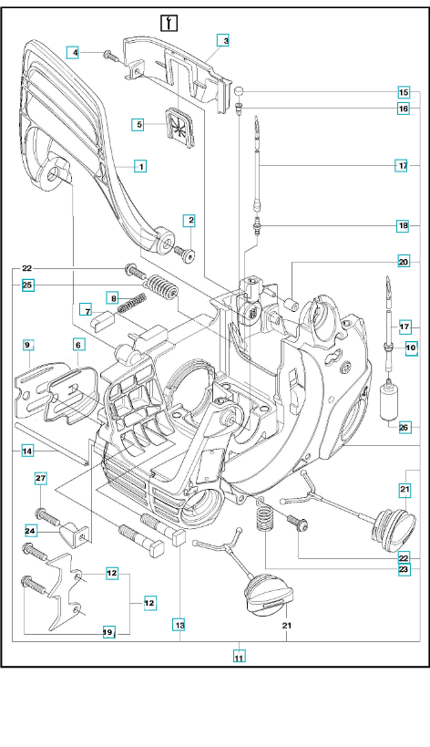 Husqvarna Chainsaw 120 Mark 2 Fuel Tank & Handle