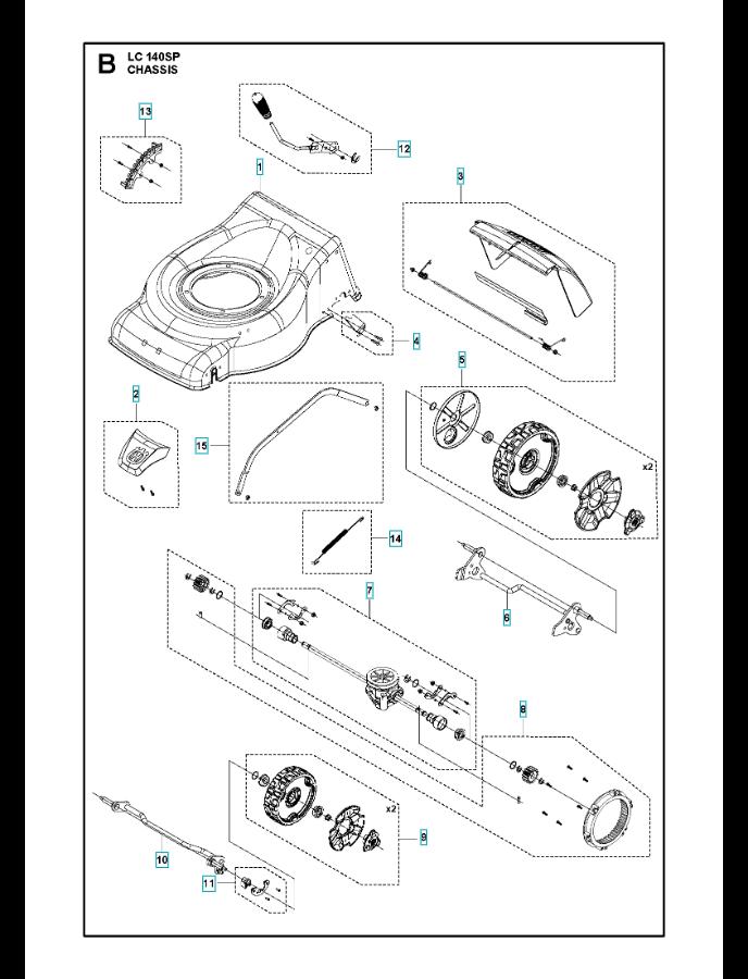 Husqvarna Petrol Lawn Mower LC 140SP Chassis