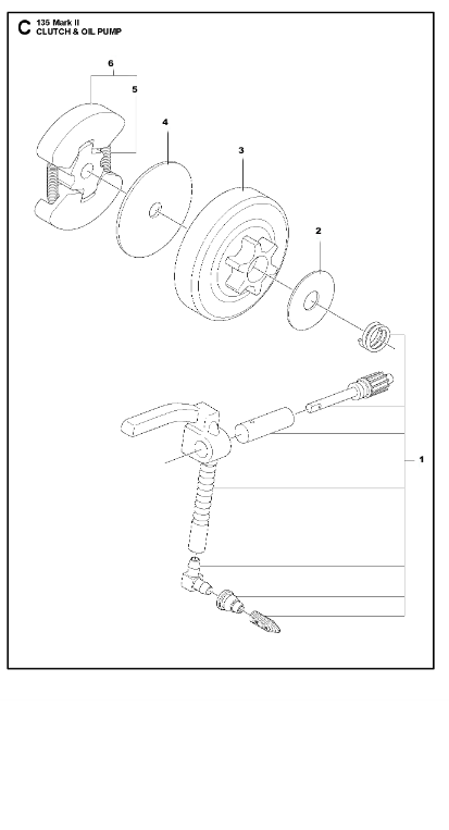 Husqvarna Chainsaw 135 Mark 2 Clutch & Oil Pump
