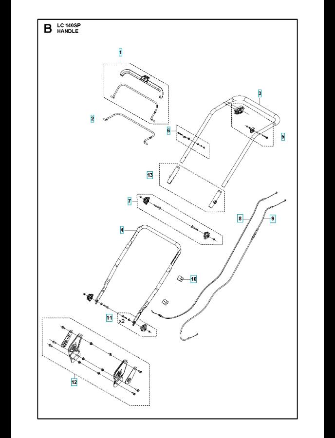 Husqvarna Petrol Lawn Mower LC 140SP Handle