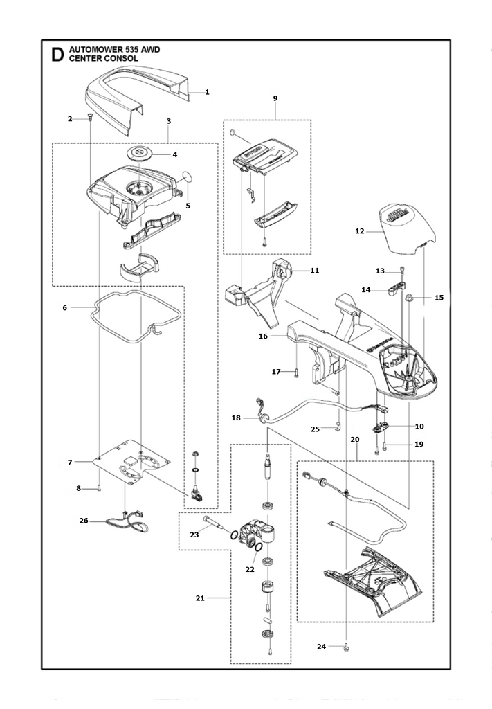 Automower 535 AWD Center Console