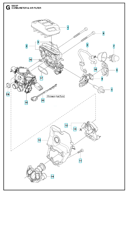 Husqvarna Chainsaw 550XP Carburetor & Air Filter