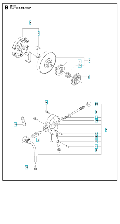 Husqvarna Chainsaw 550XP Clutch & Oil Pump