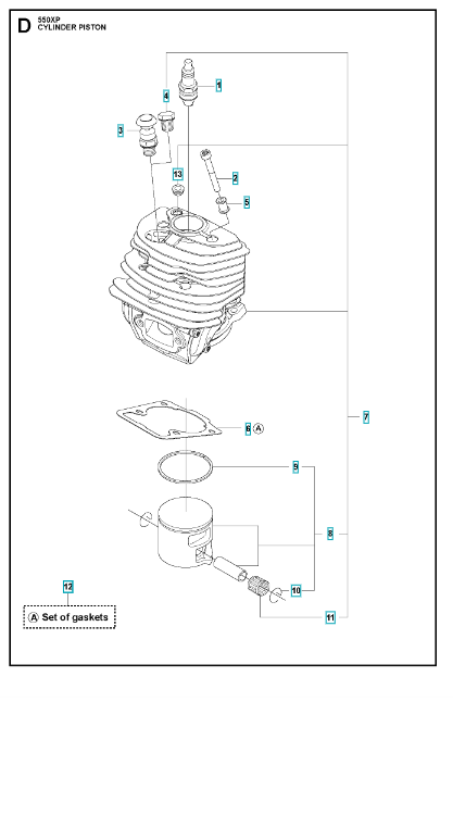 Husqvarna Chainsaw 550XP Cylinder Piston