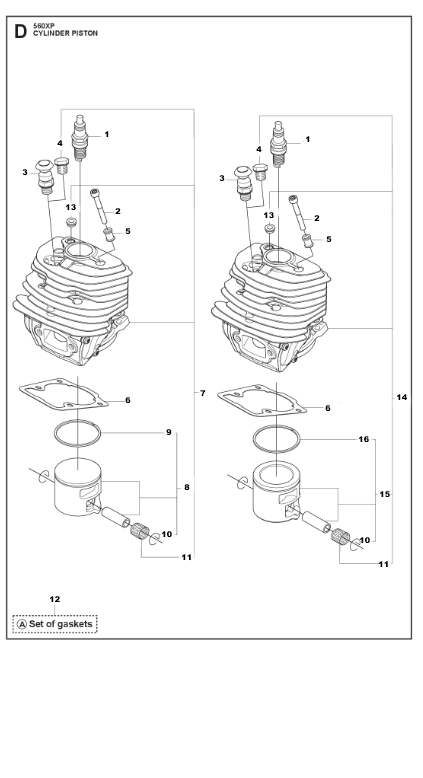 Husqvarna Chainsaw 560XP Cylinder Piston