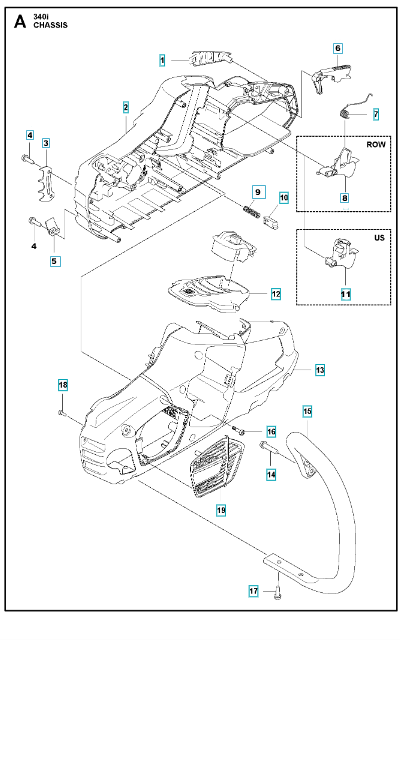 Husqvarna Chainsaw 340i Chassis