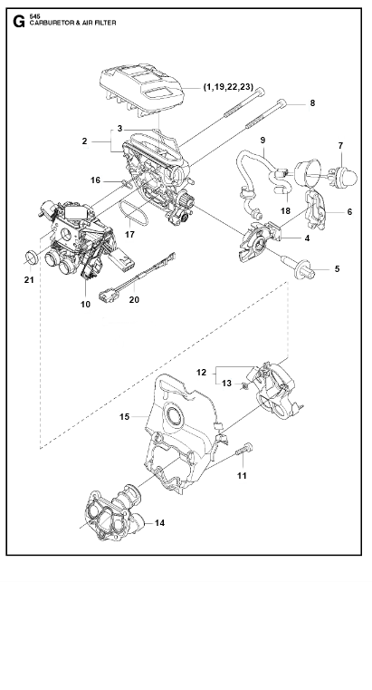 Husqvarna Chainsaw 545 Carburetor & Air Filter
