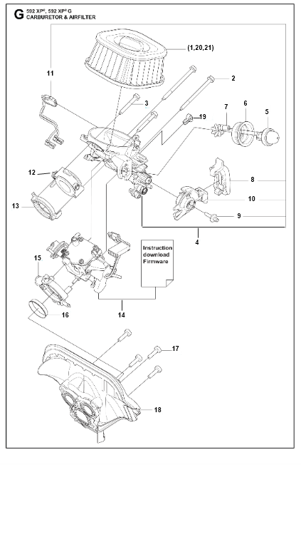 Husqvarna Chainsaw 592 XP G Carburetor & Air Filter