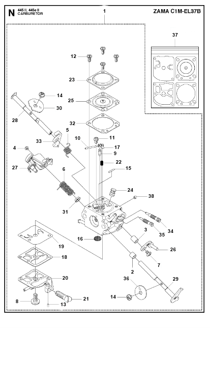 Husqvarna Chainsaw 445 II Carburetor