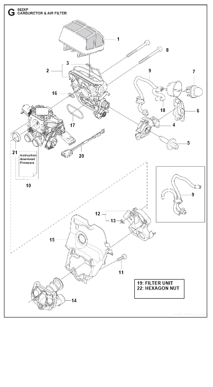 Husqvarna Chainsaw 562 XP Carburetor & Air Filter