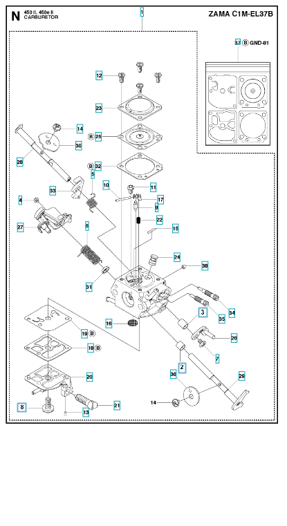 Husqvarna Chainsaw 450 II Carburetor