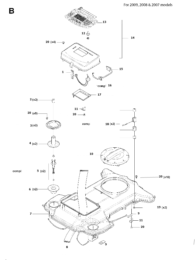 Automower 220AC Chassis Upper 2007-2009
