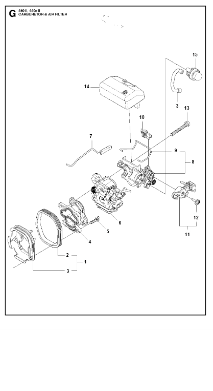 Husqvarna Chainsaw 440 II Carburetor & Air Filter