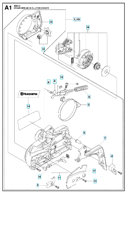 Husqvarna Chainsaw 435II Chain Brake & Clutch Cover 1