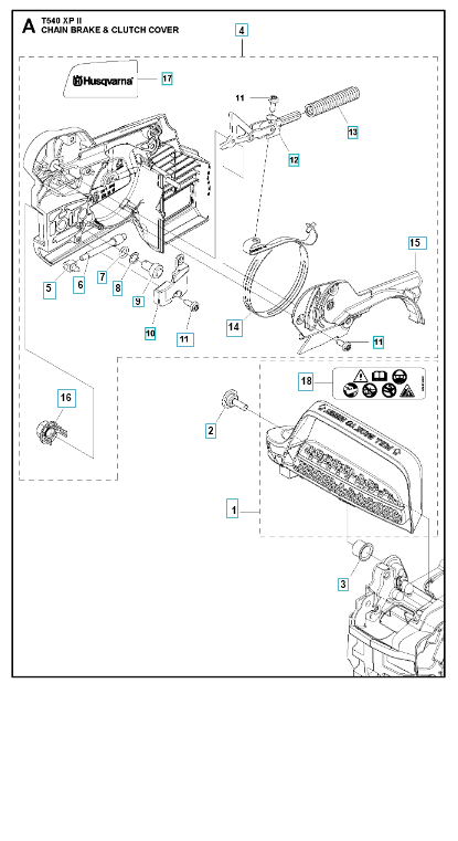 Husqvarna Chainsaw T540 XP II Chain Brake & Clutch Cover