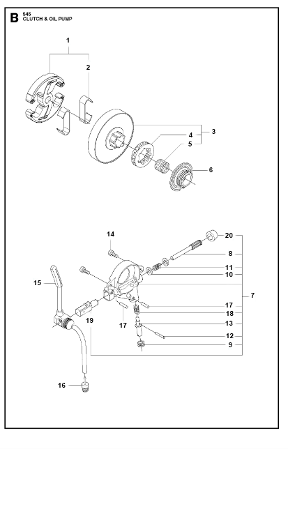 Husqvarna Chainsaw 545 Clutch & Oil Pump