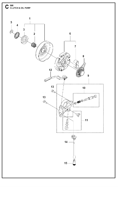 Husqvarna Chainsaw 585 Clutch & Oil Pump