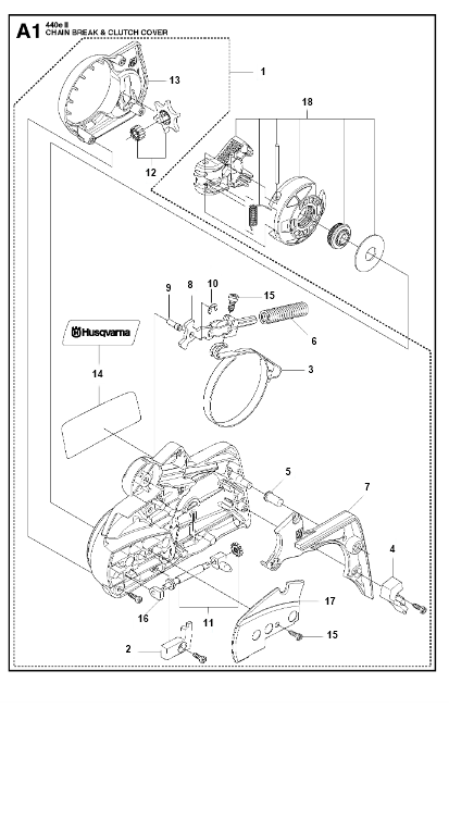 Husqvarna Chainsaw 440 II Chain Brake & Clutch Cover 2