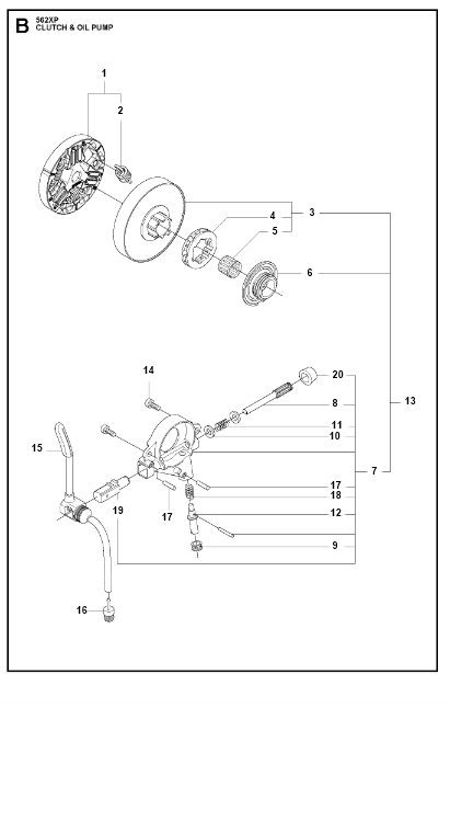 Husqvarna Chainsaw 562 XP Clutch & Oil Pump