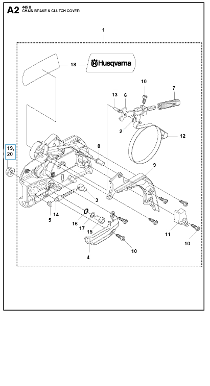 Husqvarna Chainsaw 445 II Chain Brake & Clutch Cover 2
