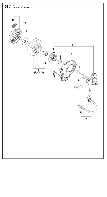 Husqvarna Chainsaw T525 Clutch & Oil Pump