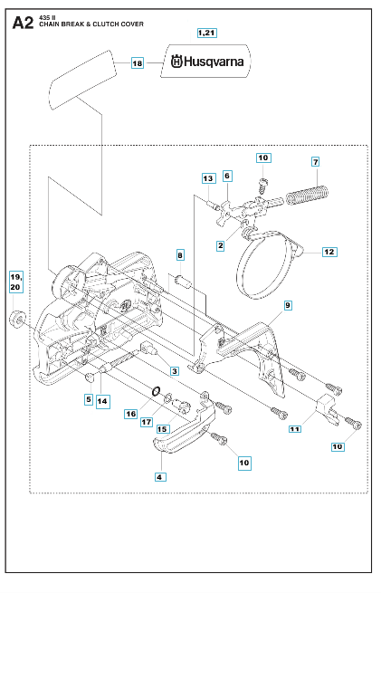 Husqvarna Chainsaw 435II Chain Brake & Clutch Cover 2