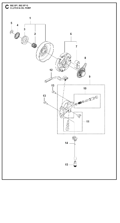 Husqvarna Chainsaw 592 XP G Clutch & Oil Pump