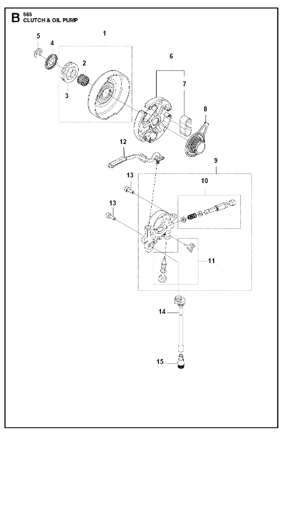 Husqvarna Chainsaw 565 Clutch & Oil Pump