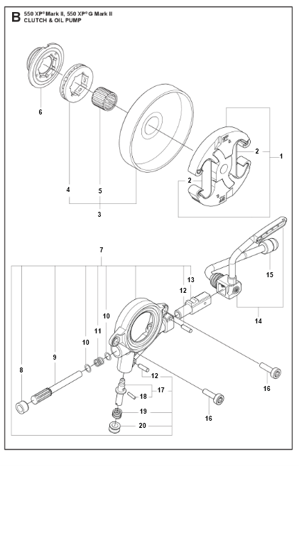 Husqvarna Chainsaw 550 XP G II Clutch & Oil Pump
