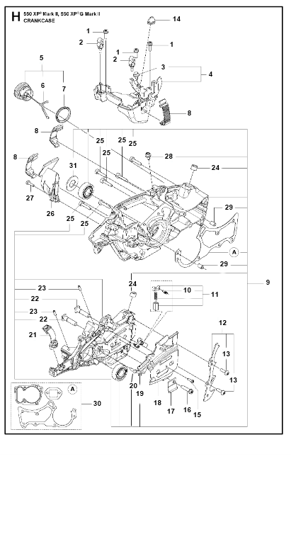 Husqvarna Chainsaw 550 XP II Crankcase