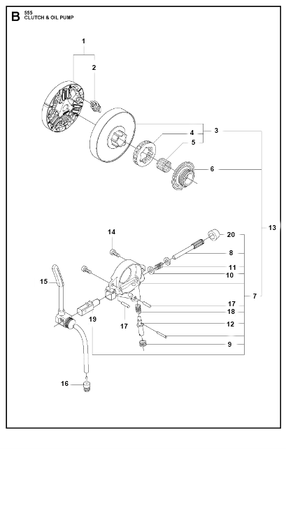 Husqvarna Chainsaw 555 Clutch & Oil Pump