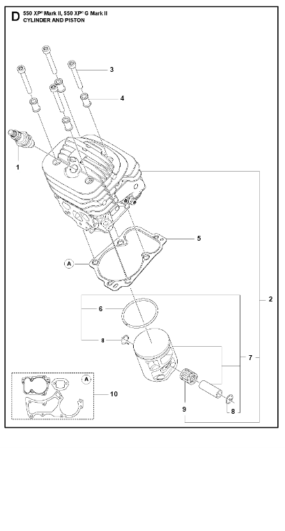 Husqvarna Chainsaw 550 XP II Cylinder Piston