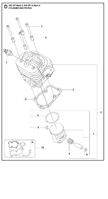 Husqvarna Chainsaw 550 XP G II Cylinder Piston