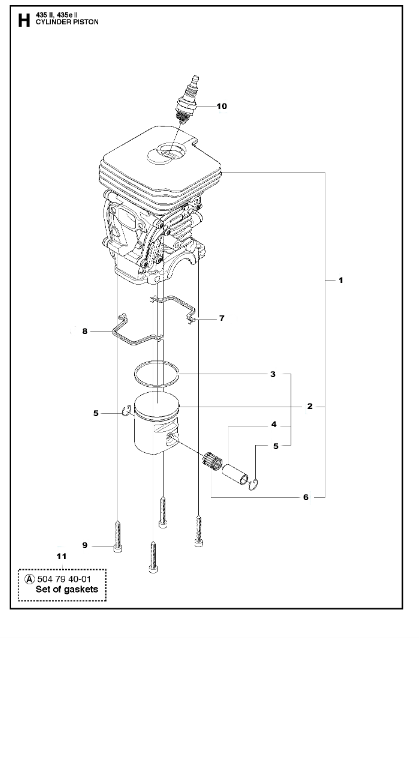 Husqvarna Chainsaw 435II Cylinder Piston