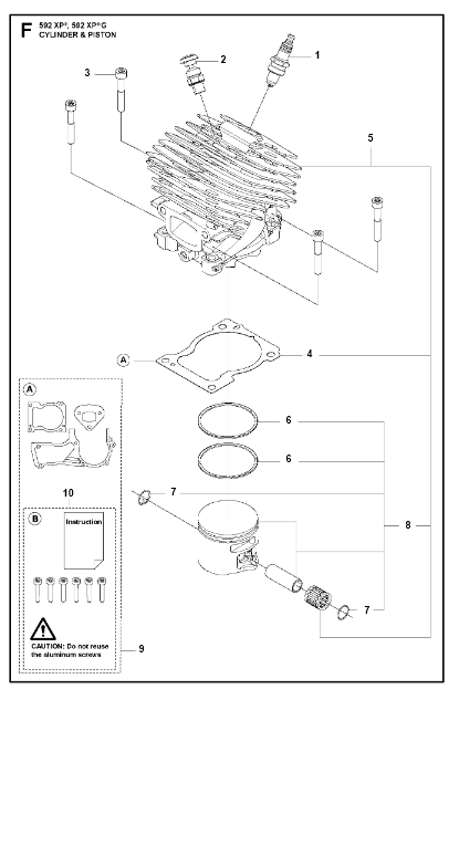 Husqvarna Chainsaw 592 XP G Cylinder Piston