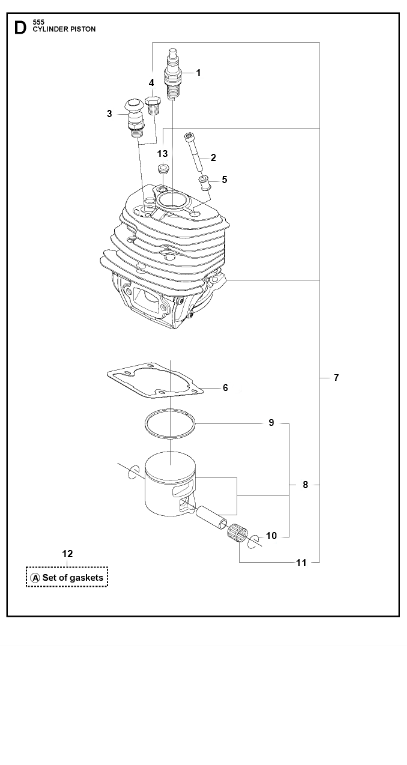 Husqvarna Chainsaw 555 Cylinder Piston