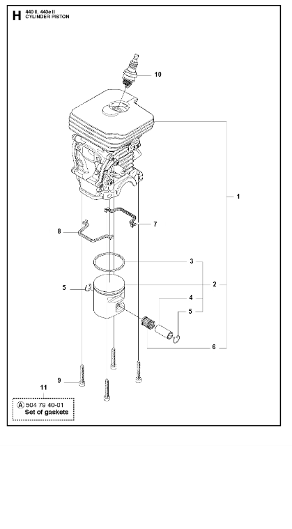 Husqvarna Chainsaw 440 II Cylinder Piston