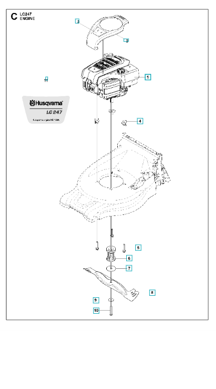 Husqvarna Petrol Lawn Mower LC 247 Engine Oakleys Garden Machinery