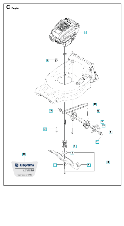 Husqvarna Petrol Lawn Mower LC 253S Engine