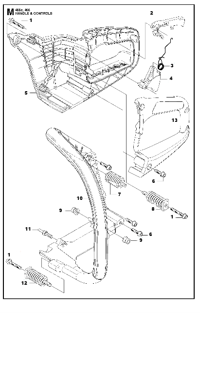 Husqvarna Chainsaw 455 Rancher Handle & Controls