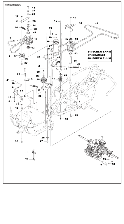 Husqvarna Ride-on Mower R112C Transmission
