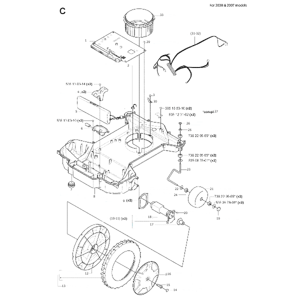 Automower 220AC Chassis Lower 2007-2008