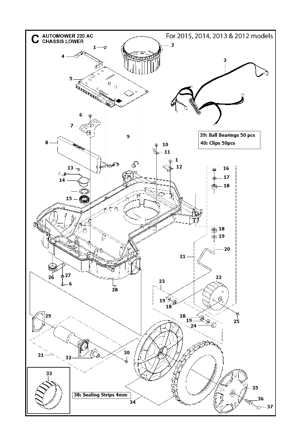 Automower 220AC Chassis Lower 2012-2015