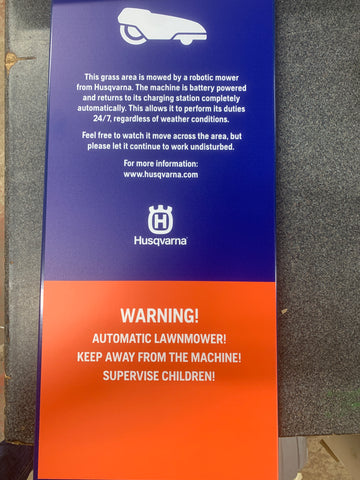 Husqvarna Automower Warning Sign (with metal post) GB