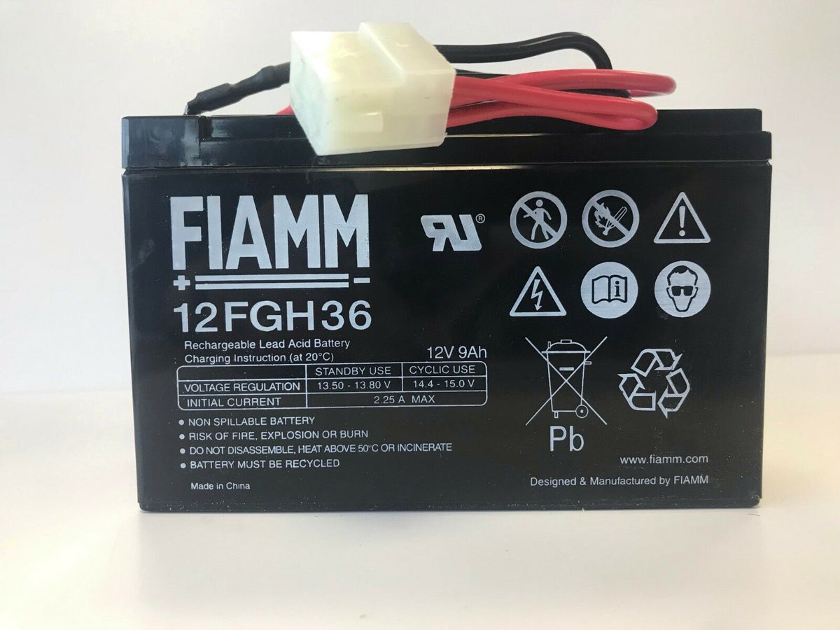 Stiga / Mountfield Parts - BATTERY FIAMM 12 FGH 36 -12V 9AH W/CABLE Part Number: 118120010/0